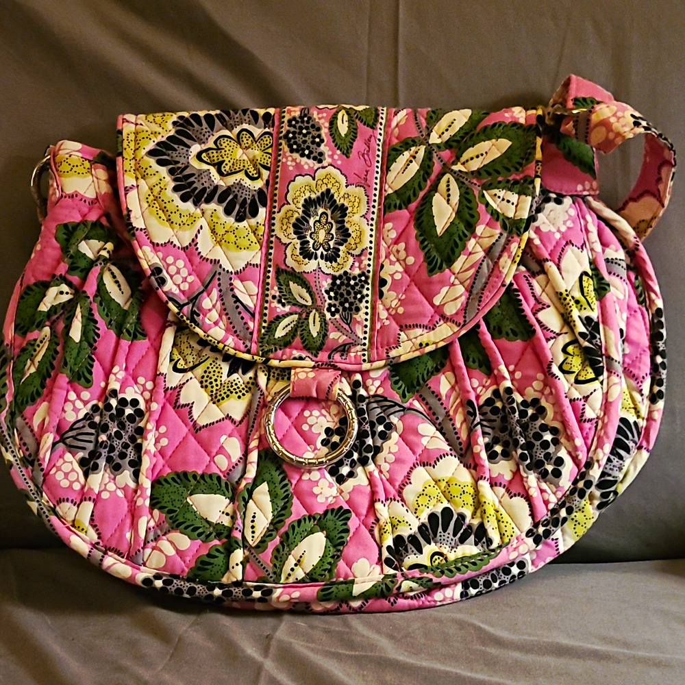 Vera Bradley Priscilla Pink Flap Messenger Crossbody Shoulder Bag Excellent